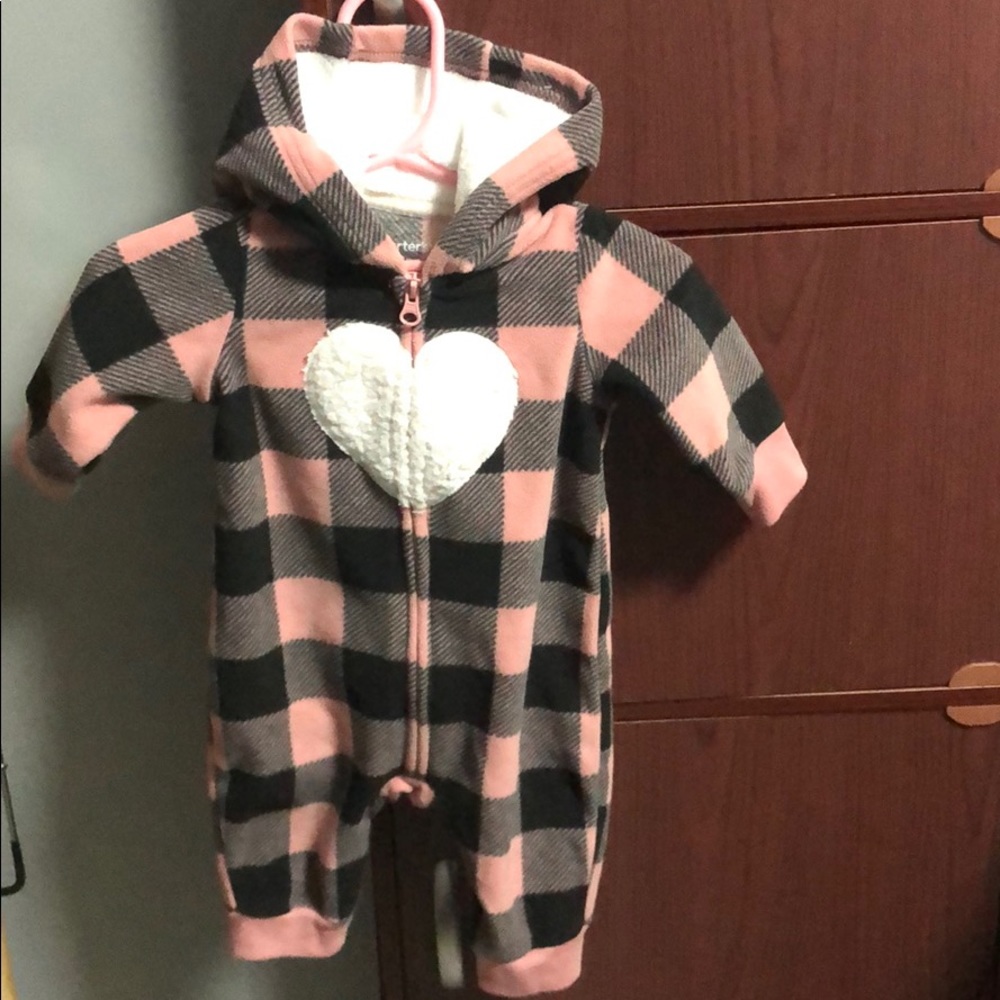 Carters 3M Girl Strip Fleece Jumpsuit